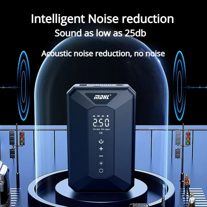 Cordless Air Compressor Smart Digital Inflator With Emergency Light For Cars Bikes Home