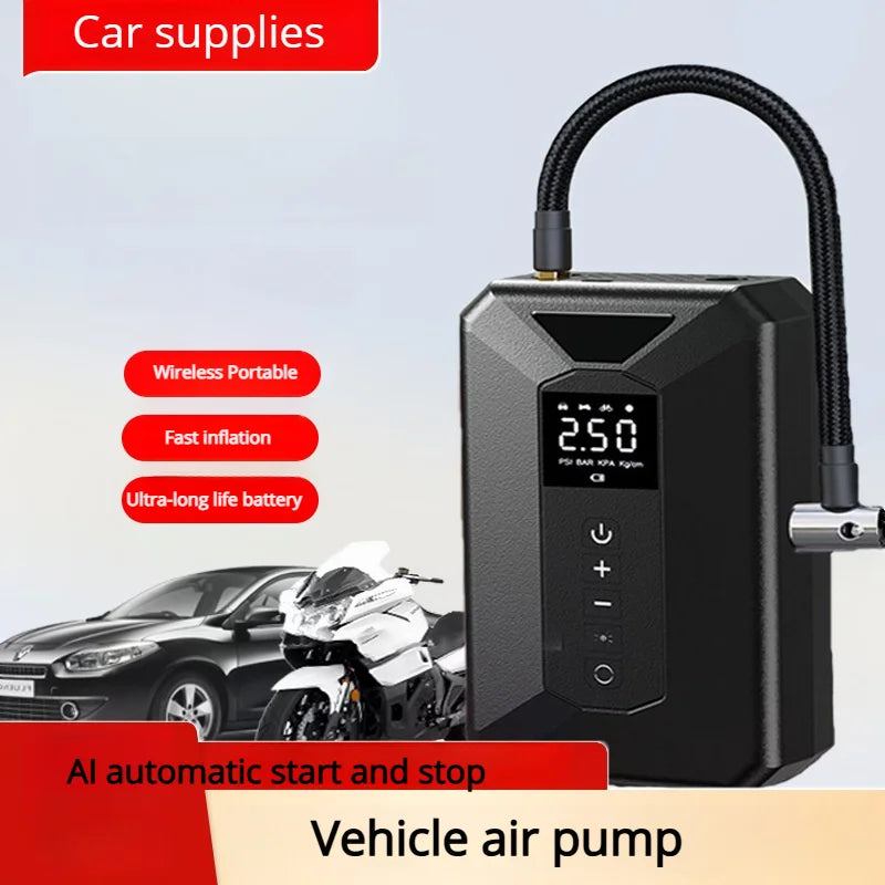 Cordless Air Compressor Smart Digital Inflator With Emergency Light For Cars Bikes Home