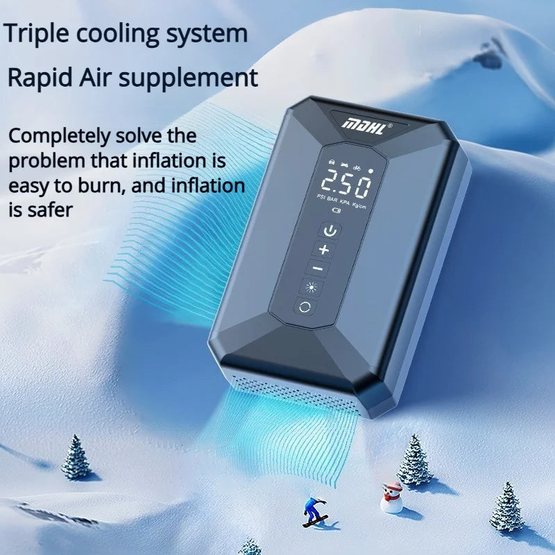 Cordless Air Compressor Smart Digital Inflator With Emergency Light For Cars Bikes Home